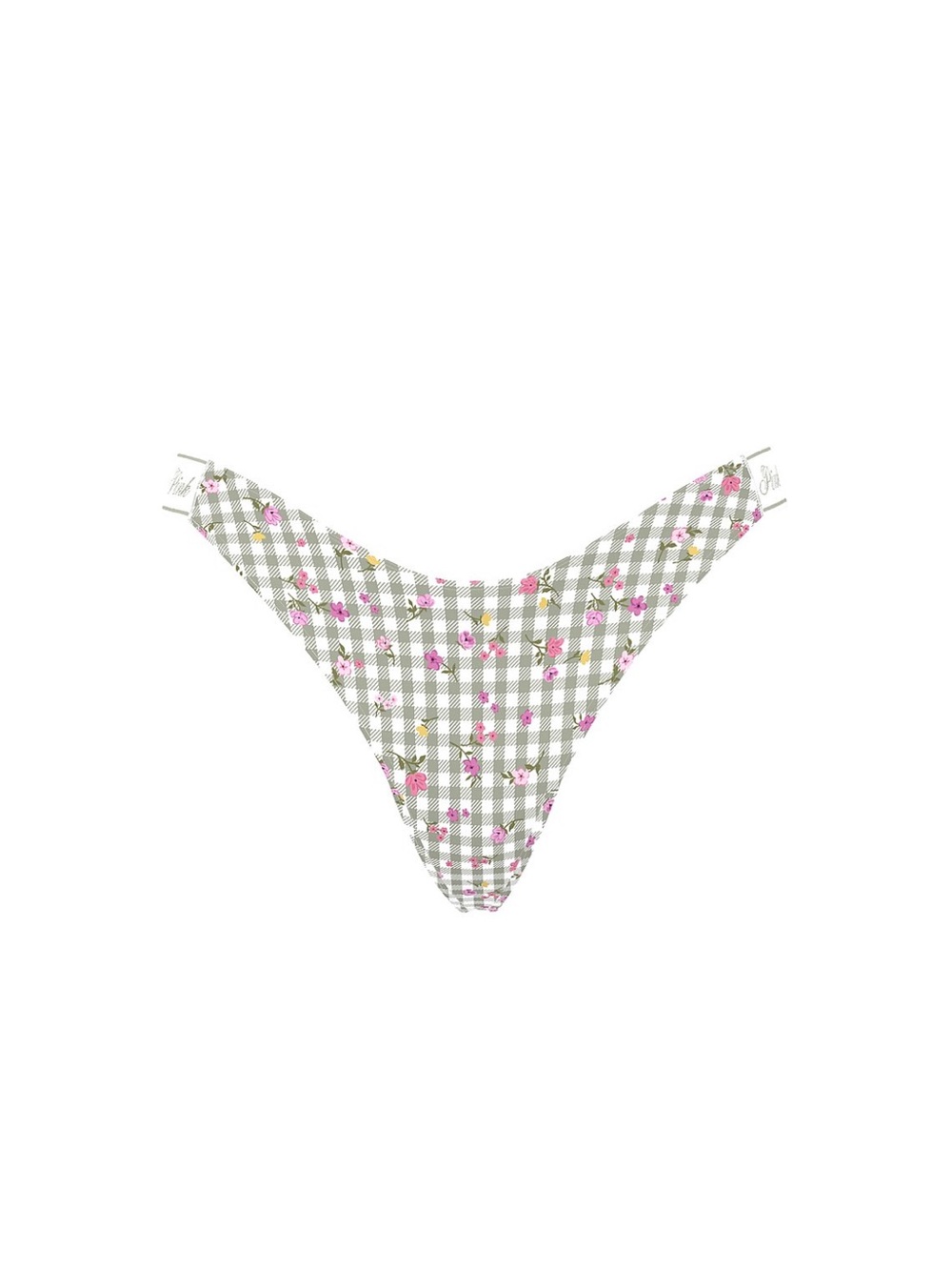 PINK Victoria's Secret Green Gingham Floral Bikini Panty